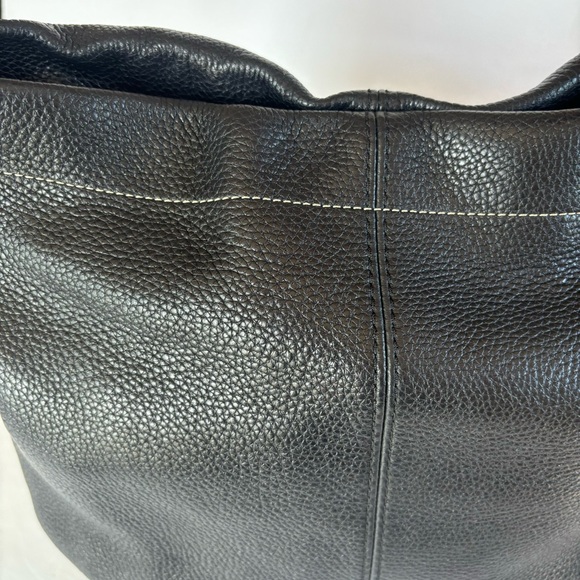 Coach Black Pleated Pebbled Leather Shoulder Bag with Silver Hardware - Picture 8 of 9